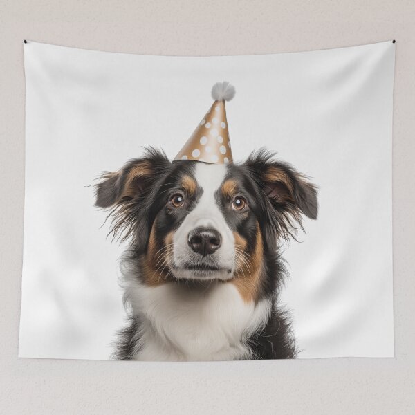 Item preview, Cute Nederlandse Kooikerhondje dog with Party Hat Birthday Celebration designed and sold by LazyOwlStore.