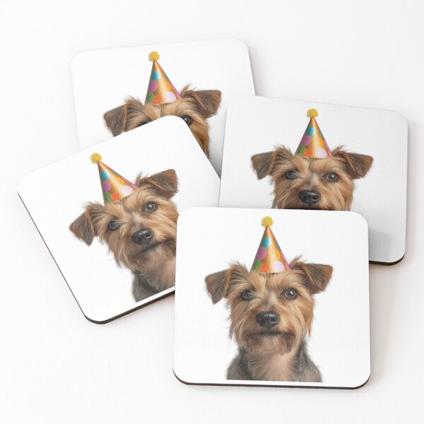 Item preview, Cute Norfolk Terrier dog with Party Hat Birthday Celebration designed and sold by LazyOwlStore.