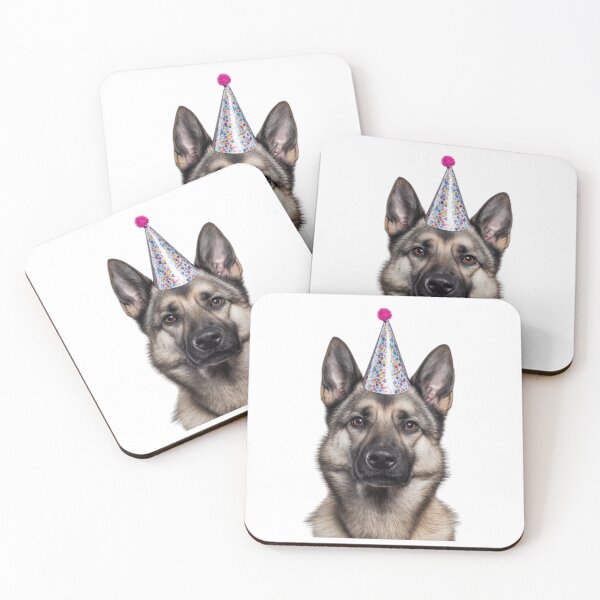 Item preview, Cute Norwegian Elkhound dog with Party Hat Birthday Celebration designed and sold by LazyOwlStore.