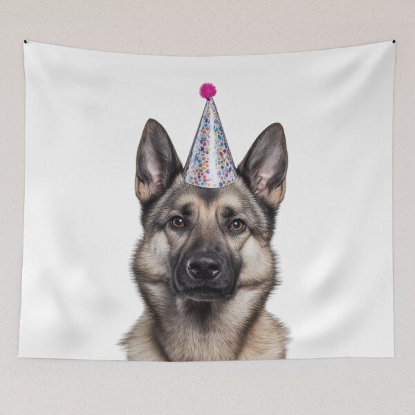 Item preview, Cute Norwegian Elkhound dog with Party Hat Birthday Celebration designed and sold by LazyOwlStore.
