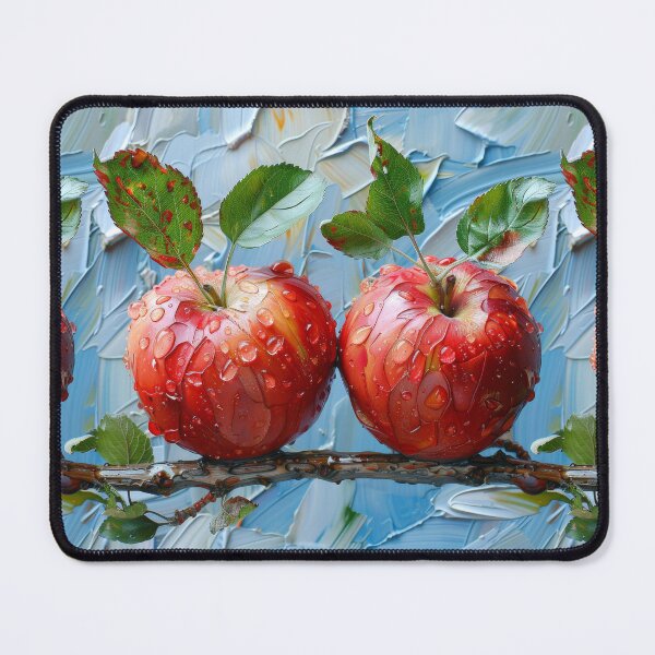 Item preview, Impasto Red Apples on Blue Repeating Pattern designed and sold by SimoneBalman.