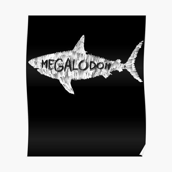 Megalodon Sharks Whisperer Drawing Poster By Strongsimple Redbubble