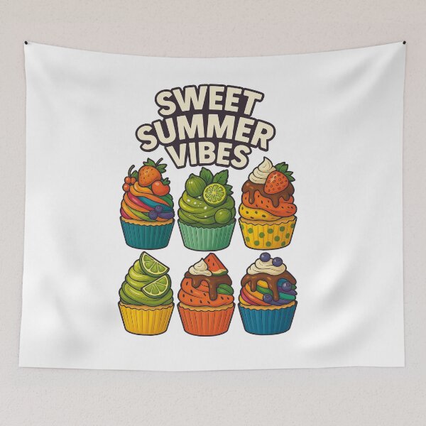 Item preview, Sweet Summer Vibes – Colorful Cupcake Party Art designed and sold by Asbiell.