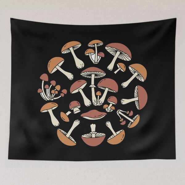 Item preview, Autumn-colored scattered mushrooms designed and sold by BRU Design.
