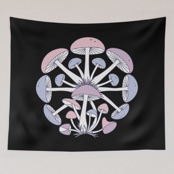 Item preview, Pink Mushroom Colony Dark Background designed and sold by BRU Design.