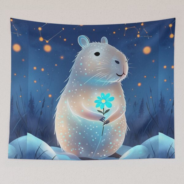 Item preview, capybara in the snow magical scene designed and sold by Lizzilzil.