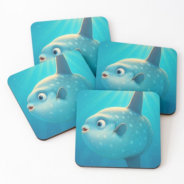 Item preview, Cute Cartoon Sunfish Illustration, Happy Ocean Mola Mola Character Art designed and sold by lapart.
