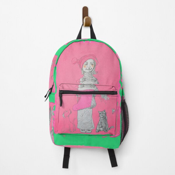 Item preview, Christmas Girl with Saint Nick Sock, Dog and Cat (Drawing by Alice CCI) designed and sold by VanyssaGraphics.