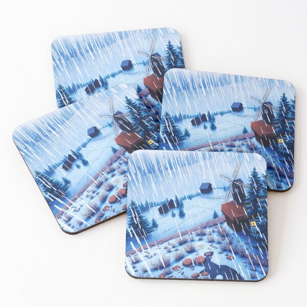 Item preview, Winter Windmill Bird’s-Eye View – Cute Village Digital Art Scene designed and sold by EmeraldeaArt.