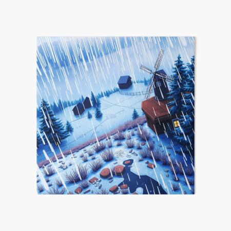 Item preview, Winter Windmill Bird’s-Eye View – Cute Village Digital Art Scene designed and sold by EmeraldeaArt.