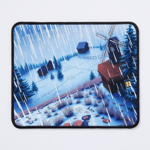 Item preview, Winter Windmill Bird’s-Eye View – Cute Village Digital Art Scene designed and sold by EmeraldeaArt.
