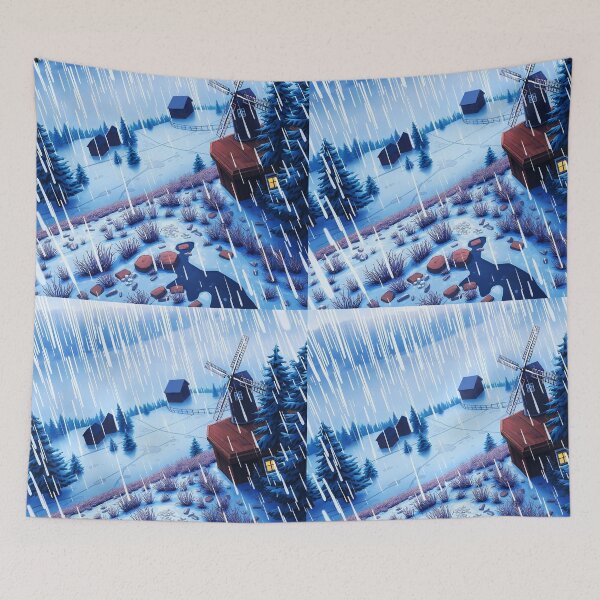 Item preview, Winter Windmill Bird’s-Eye View – Cute Village Digital Art Scene designed and sold by EmeraldeaArt.