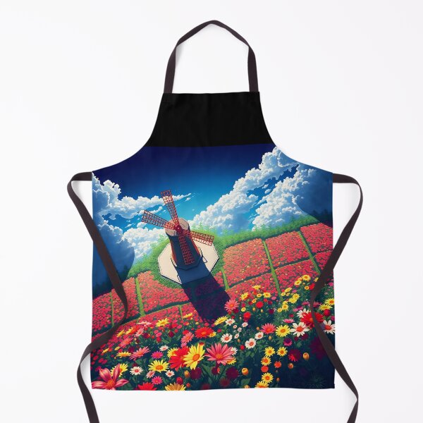 Item preview, Summer Windmill Bird’s-Eye View – Colorful Red Flowerbeds Close-Up designed and sold by EmeraldeaArt.