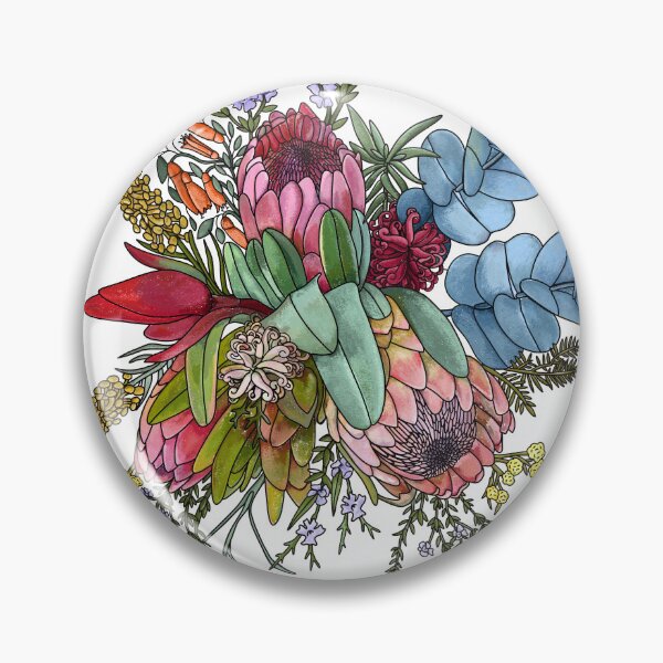 Item preview, Australian Bush Flowers Bouquet – Wattle, Protea & Gumnuts by Jo Story designed and sold by Sketchbook Designs.