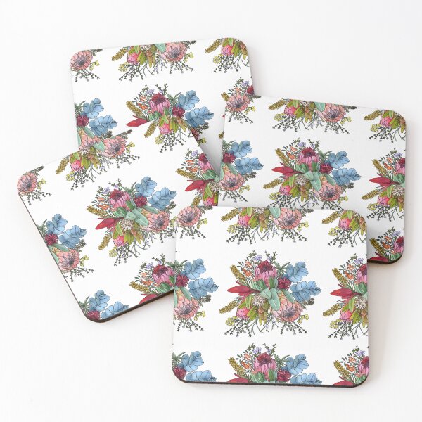 Item preview, Australian Bush Flowers Bouquet – Wattle, Protea & Gumnuts by Jo Story designed and sold by Sketchbook Designs.