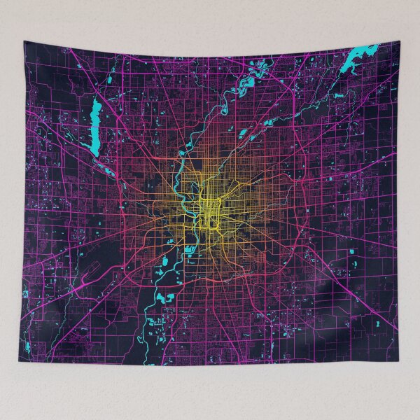 Item preview, Indianapolis City Map of Indiana, USA - Neon designed and sold by deMAP.