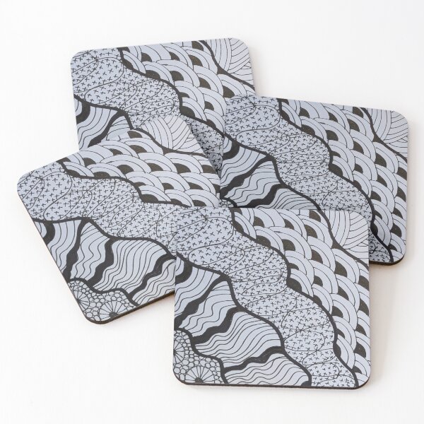 Item preview, Curved wavy side lines with designs designed and sold by Enbabstract.