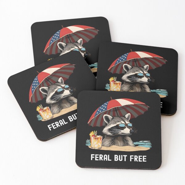 Item preview, American Flag 4th Of July Feral But Free Funny Patriotic Raccoon Saying Meme designed and sold by Zayavca.