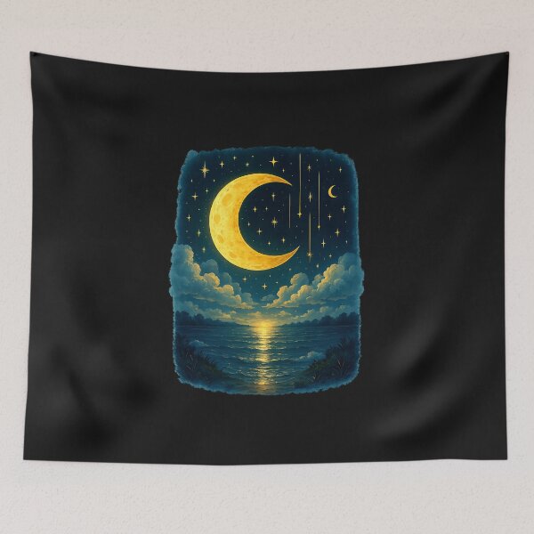 Item preview, Boho Aesthetic Hippie Celestial Vintage Half Moon water designed and sold by facegm.