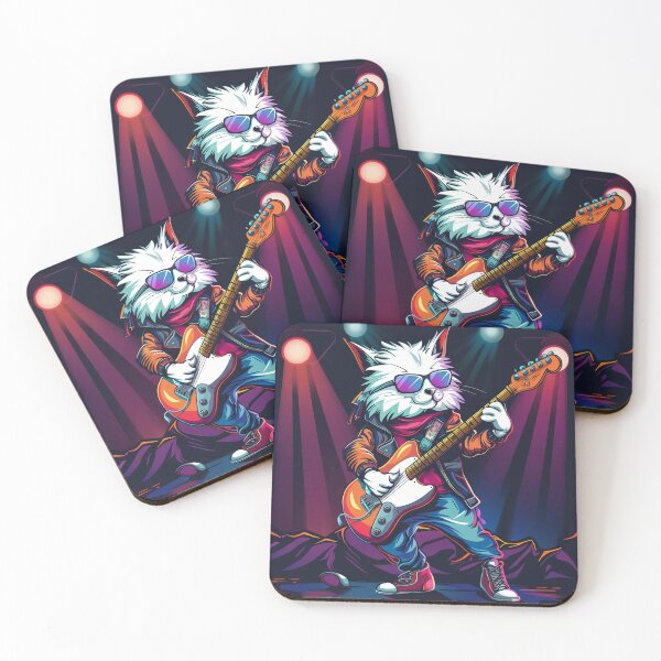 Item preview, Cool White Rockstar Cat on Stage designed and sold by Line-Creations.