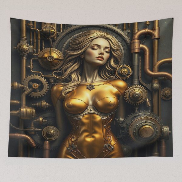 Item preview, Steampunk Dreams – Golden Elegance with Mechanical Details designed and sold by FotoworldEdel.
