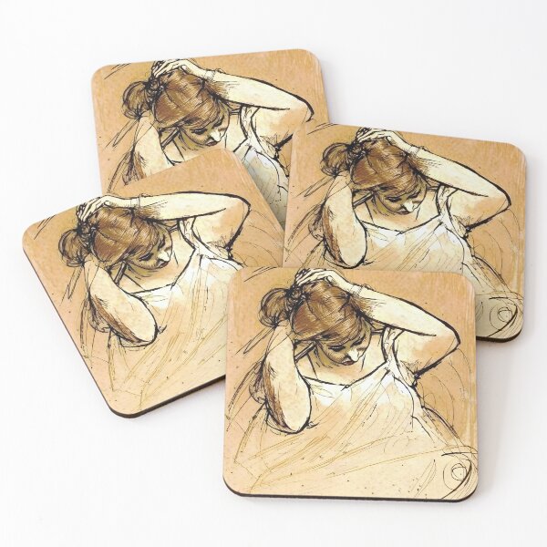 Item preview, Woman Brushing Her Hair: An Intimate Glimpse into Feminine Ritual designed and sold by artdesignsnow.
