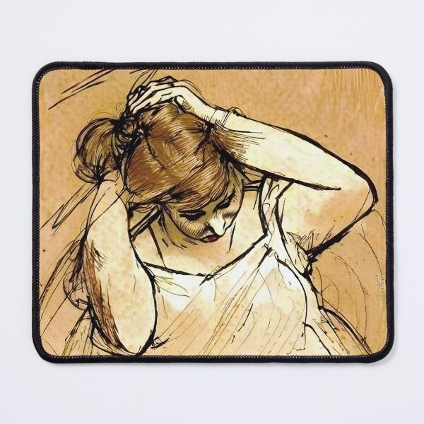 Item preview, Woman Brushing Her Hair: An Intimate Glimpse into Feminine Ritual designed and sold by artdesignsnow.