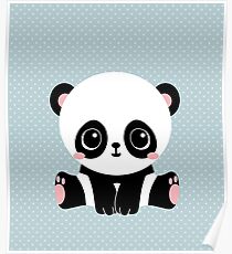 Cute Panda (Blue) Poster