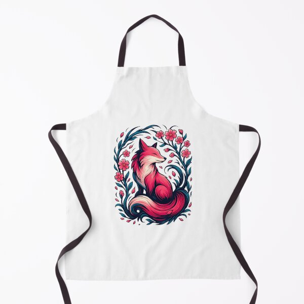Item preview, Fox Japanese Nine Tailed Fox Cherry Blossom Flowers designed and sold by TalalosART.