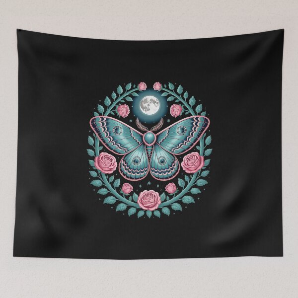Item preview, goblincore moth and butterfly moonphases flowers cottagecore designed and sold by TalalosART.