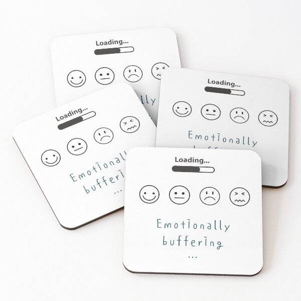 Item preview, Emotionally Buffering – Loading Bar with Mood Faces Minimal Design designed and sold by mintmono-studio.