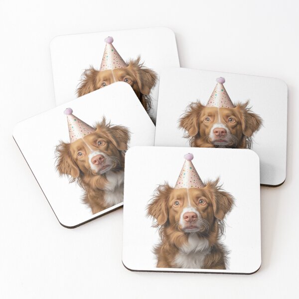 Item preview, Cute Nova Scotia Duck Tolling Retriever dog with Party Hat Birthday Celebration designed and sold by LazyOwlStore.