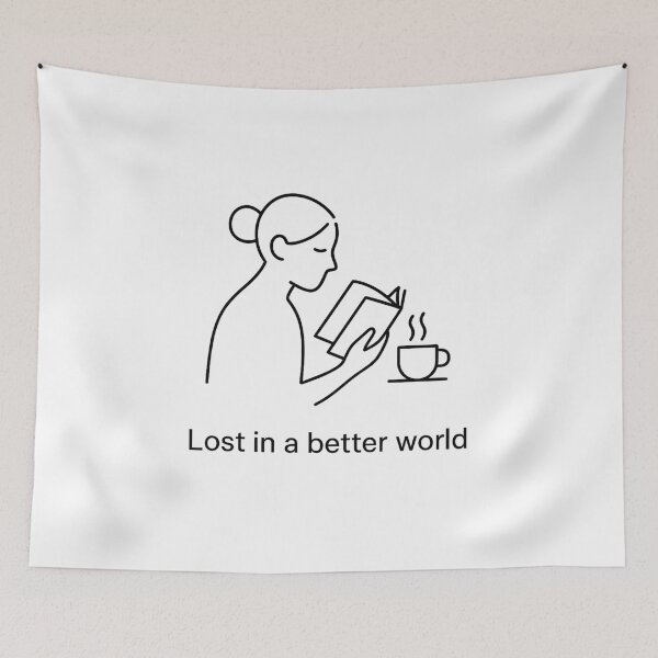 Item preview, Lost in a Better World – Minimalist Reading Illustration designed and sold by Sara Raad.
