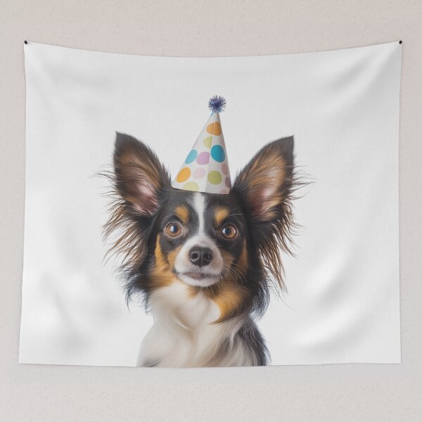 Item preview, Cute Papillon dog with Party Hat Birthday Celebration designed and sold by LazyOwlStore.
