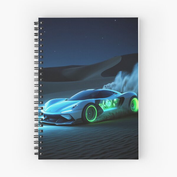 Item preview, Neon Anime Supercar in Desert Night – Futuristic Glowing Sports Car Art designed and sold by ArtiQreate.