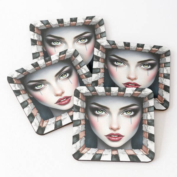 Item preview, Crying Pretty Girl with Moist Red Lips Stuck in a Brick Wall designed and sold by Huskyyy Designs.