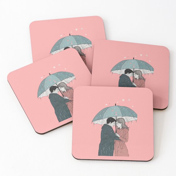 Item preview, Romantic Rainy Day – Lovely Couple Under An Umbrella Illustration designed and sold by PlayfulMindArts.
