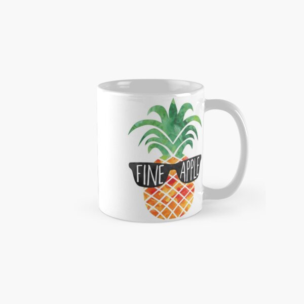 FINEapple - funny Pineapple pun, funny T Shirt, mug, cruise, beach, Pineapple Gift, Fine, Apple, Pun, Summer, Vacation, vacay, chill, gift Classic Mug
