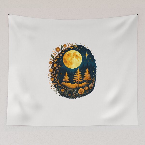Item preview, mystic sun and moon woman mystical flowers aesthetic designed and sold by MOHITSALVI.