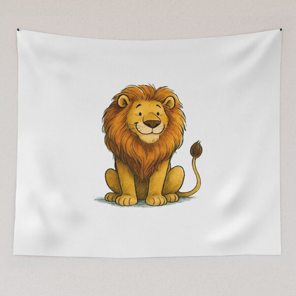 Item preview, Smiling Cartoon Lion – Jungle King Illustration designed and sold by 良心創作.