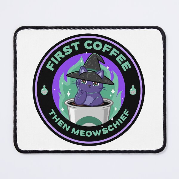Item preview, First Coffee Then Meowschief – Witchy Purple Cat Design designed and sold by NANursing.