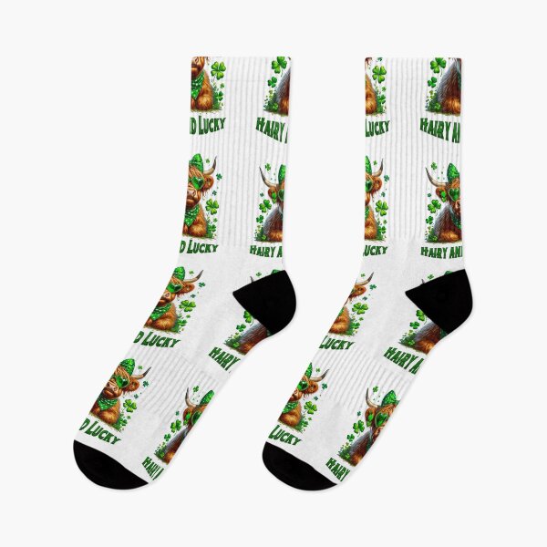 Aperçu de l'œuvre Motif de vache Highland poilue et chanceuse pour la Saint-Patrick 4 créée et vendue par PathPeek.
