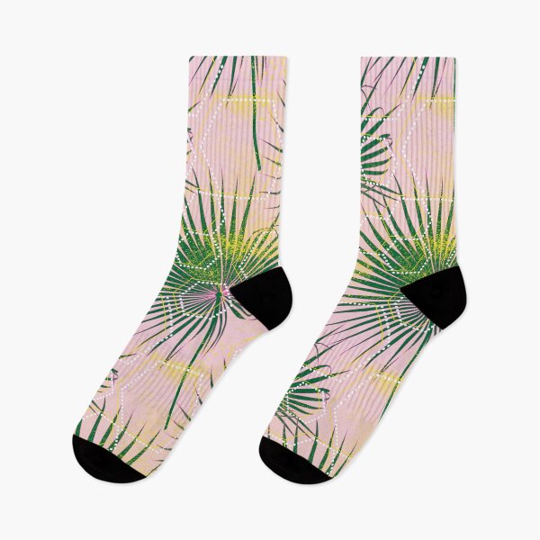 Item preview, fan palm pink glitter hexagons designed and sold by kobyakov.