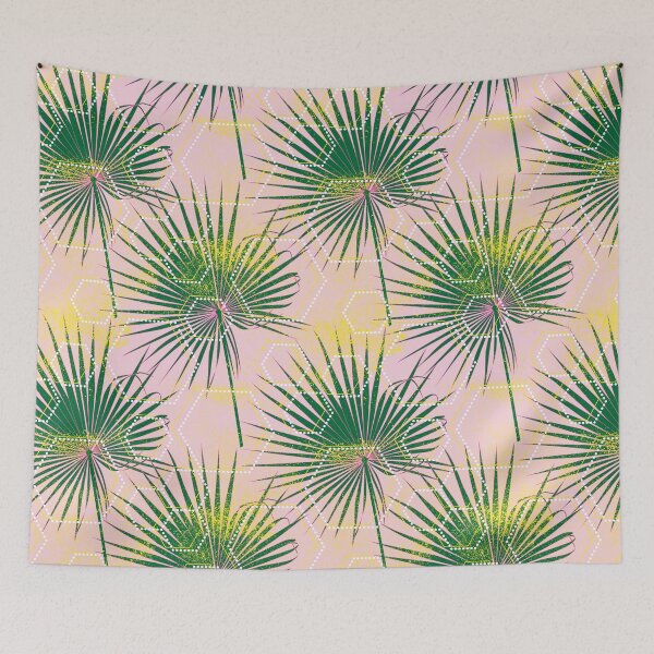 Item preview, fan palm pink glitter hexagons designed and sold by kobyakov.