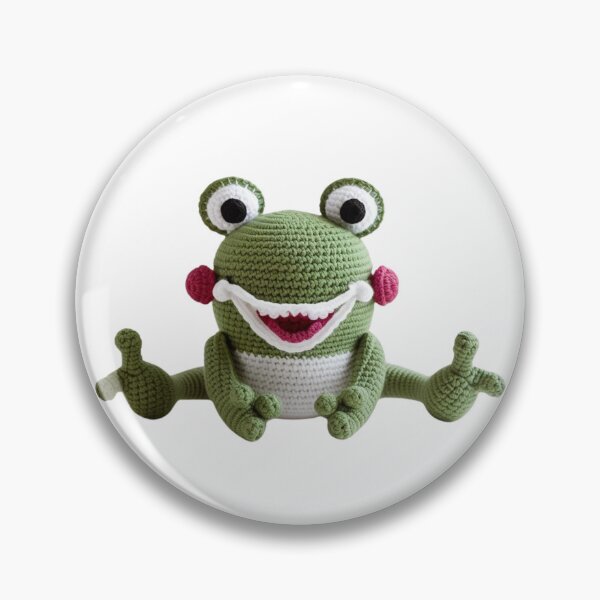 Item preview, Funny crochet frog with pink cheeks – cute and cheerful design designed and sold by StormArte.