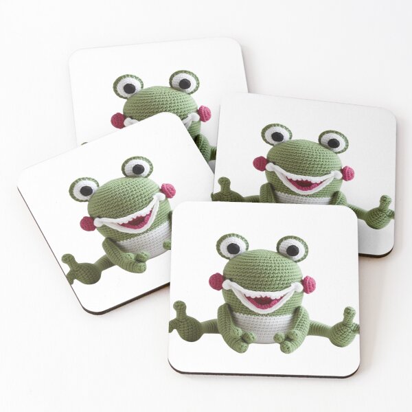 Item preview, Funny crochet frog with pink cheeks – cute and cheerful design designed and sold by StormArte.