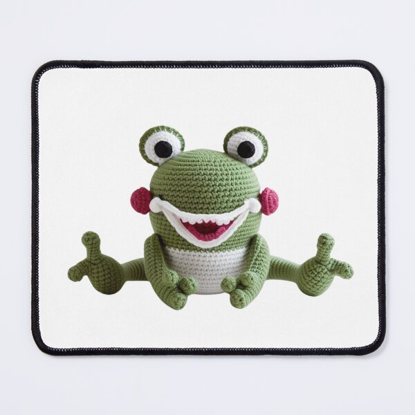 Item preview, Funny crochet frog with pink cheeks – cute and cheerful design designed and sold by StormArte.