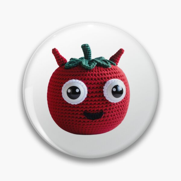 Item preview, Kawaii crochet tomato with horns – adorable design with big eyes designed and sold by StormArte.