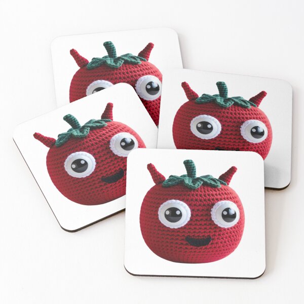 Item preview, Kawaii crochet tomato with horns – adorable design with big eyes designed and sold by StormArte.
