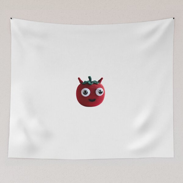 Item preview, Kawaii crochet tomato with horns – adorable design with big eyes designed and sold by StormArte.